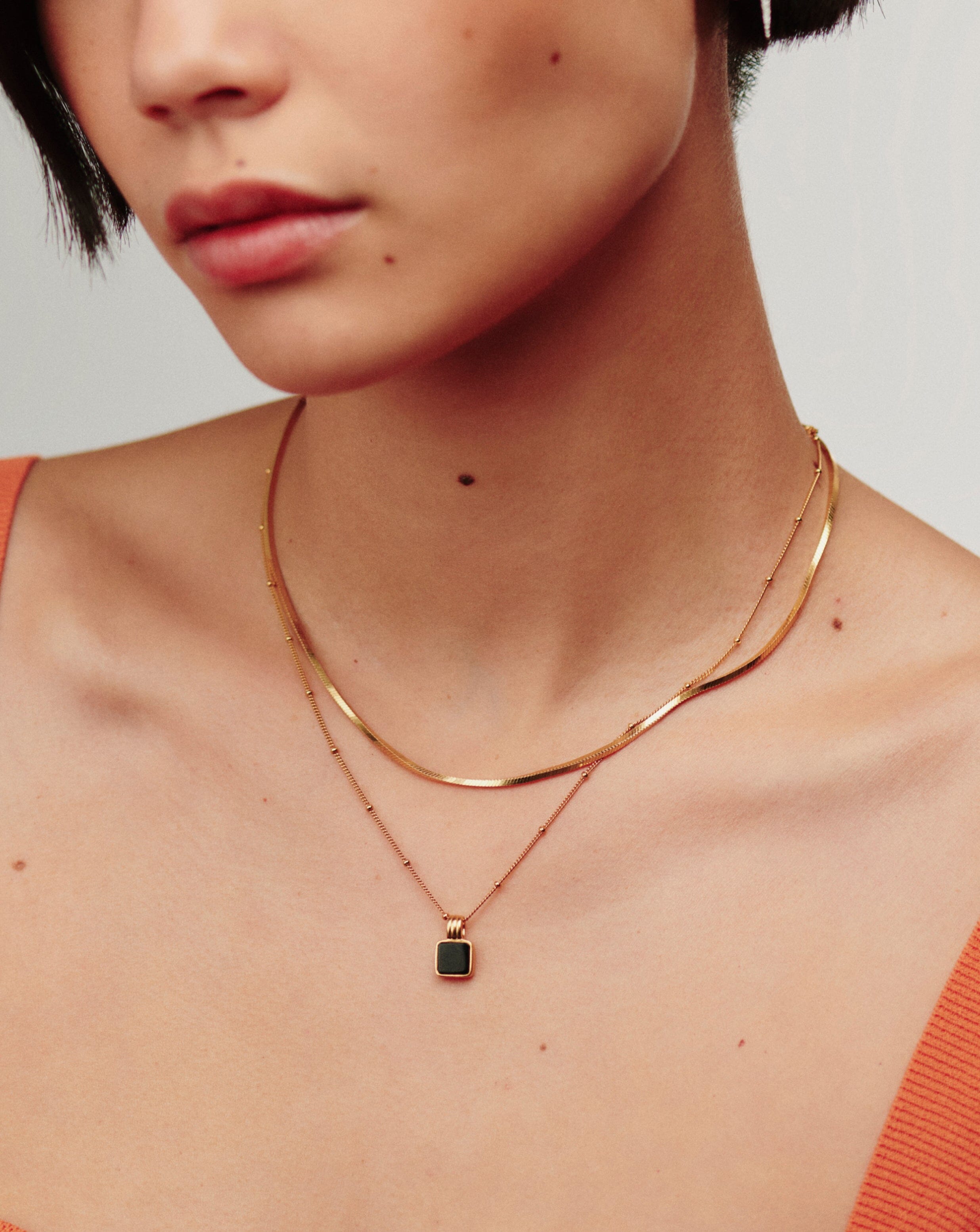 Lucy Williams Square Onyx Gemstone Necklace | 18ct Gold Plated Vermeil/Black Onyx Necklaces Missoma 