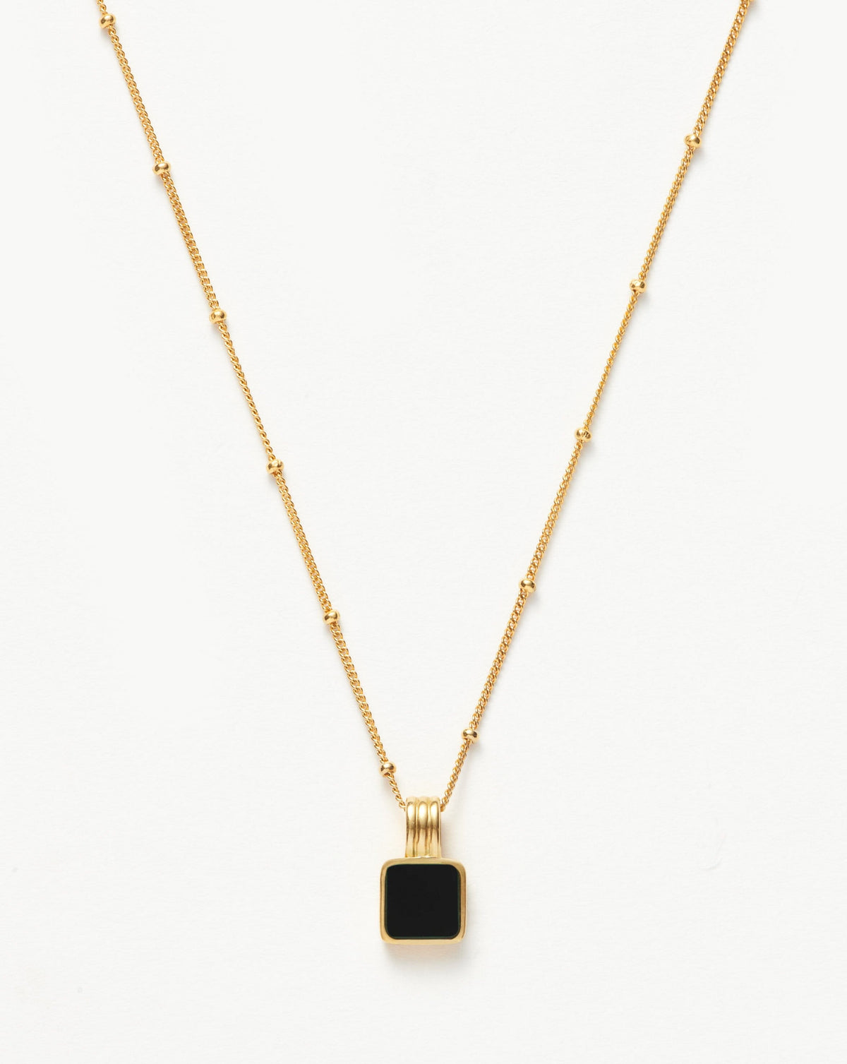 Lucy Williams Square Onyx Necklace 18ct Vermeil Black Onyx