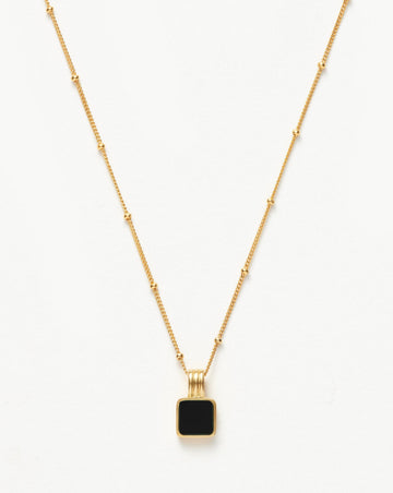 Lucy Williams Square Onyx Gemstone Necklace | 18ct Gold Plated Vermeil/Black Onyx Necklaces Missoma 