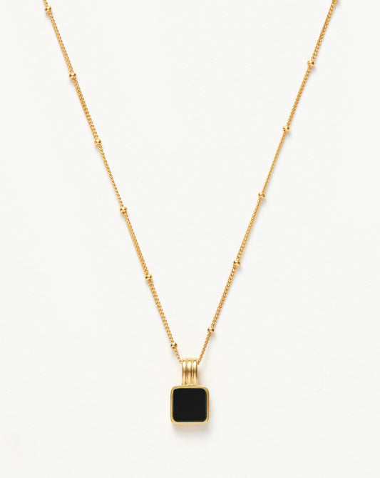 Lucy Williams Square Onyx Gemstone Necklace | 18ct Gold Plated Vermeil/Black Onyx Necklaces Missoma 