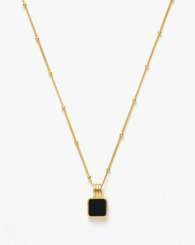 Lucy Williams Square Onyx Necklace | 18ct Gold Vermeil/Black Onyx