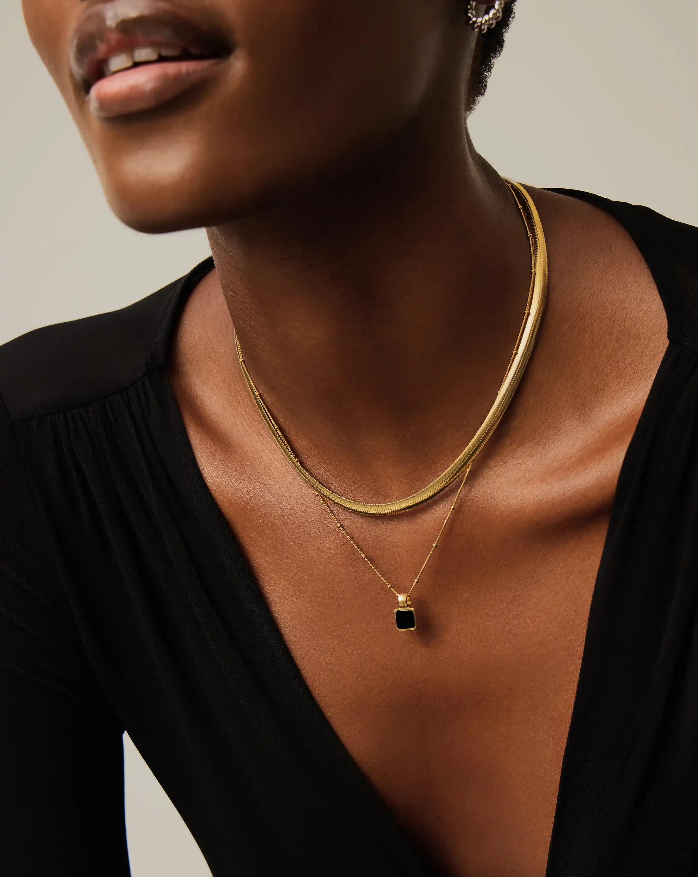 Lucy Williams Square Onyx Necklace | 18ct Gold Vermeil/Black Onyx Necklaces Missoma 