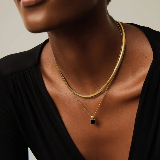 Lucy Williams Square Onyx Necklace | 18ct Gold Vermeil/Black Onyx Necklaces Missoma 