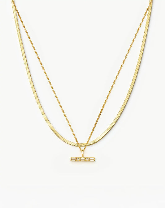 Lucy Williams Square Snake & T-Bar Necklace Set | 18ct Gold Vermeil Necklaces Missoma 