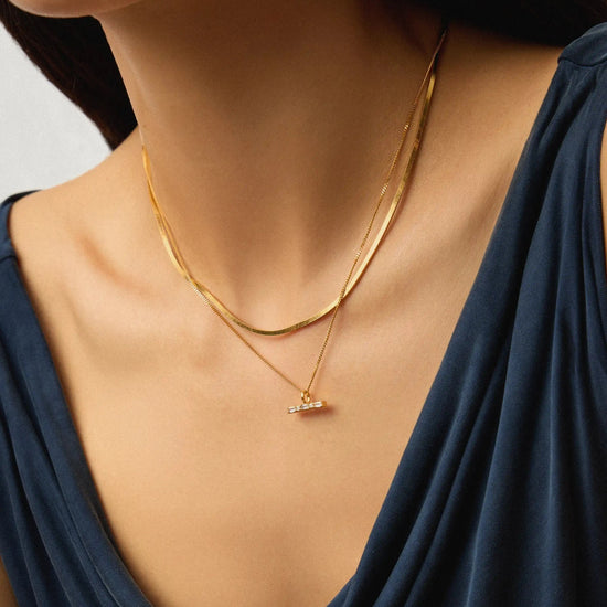 Lucy Williams Square Snake & T-Bar Necklace Set | 18ct Gold Vermeil Necklaces Missoma 