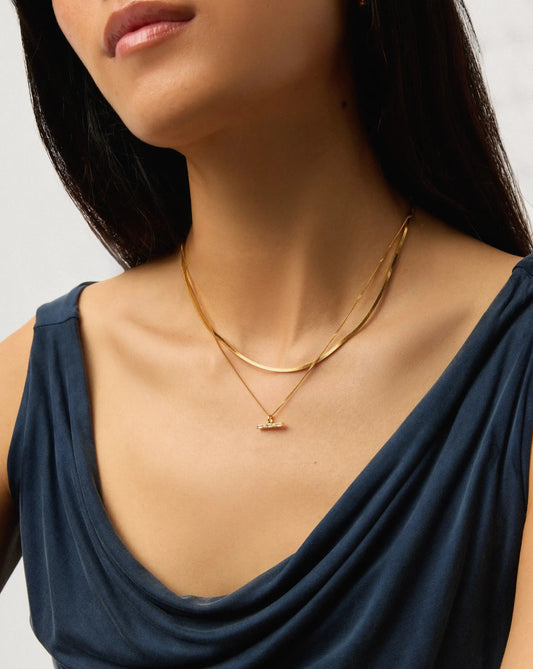 Lucy Williams Square Snake & T-Bar Necklace Set | 18ct Gold Vermeil Necklaces Missoma 
