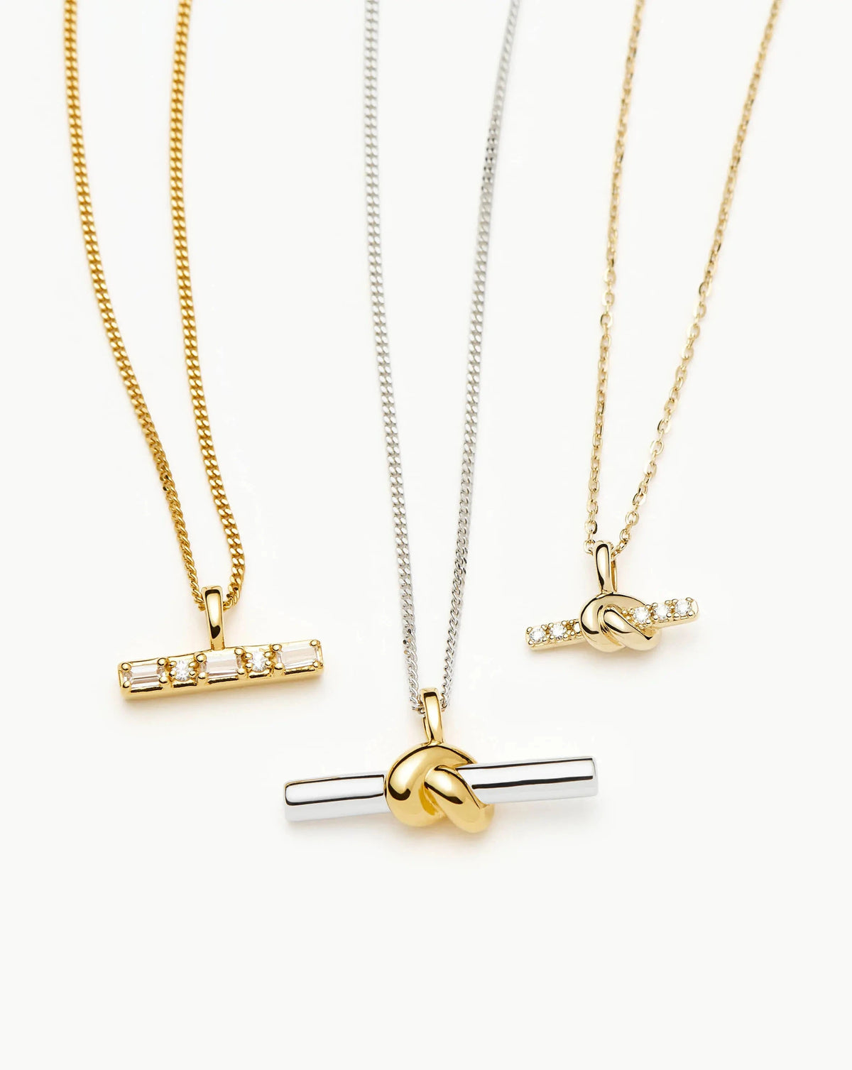 Lucy Williams T Bar Knot Pendant Necklace Gold Silver Missoma lucy-williams-t-bar-knot-pendant-necklace-gold-silver-missoma
