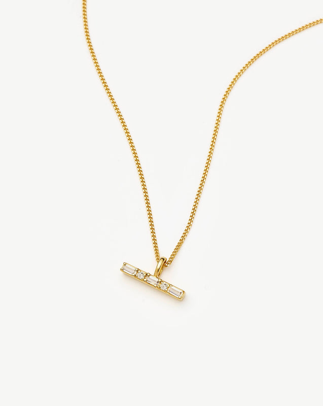 Lucy Williams T-Bar Stone Pendant Necklace | 18ct Gold Vermeil
