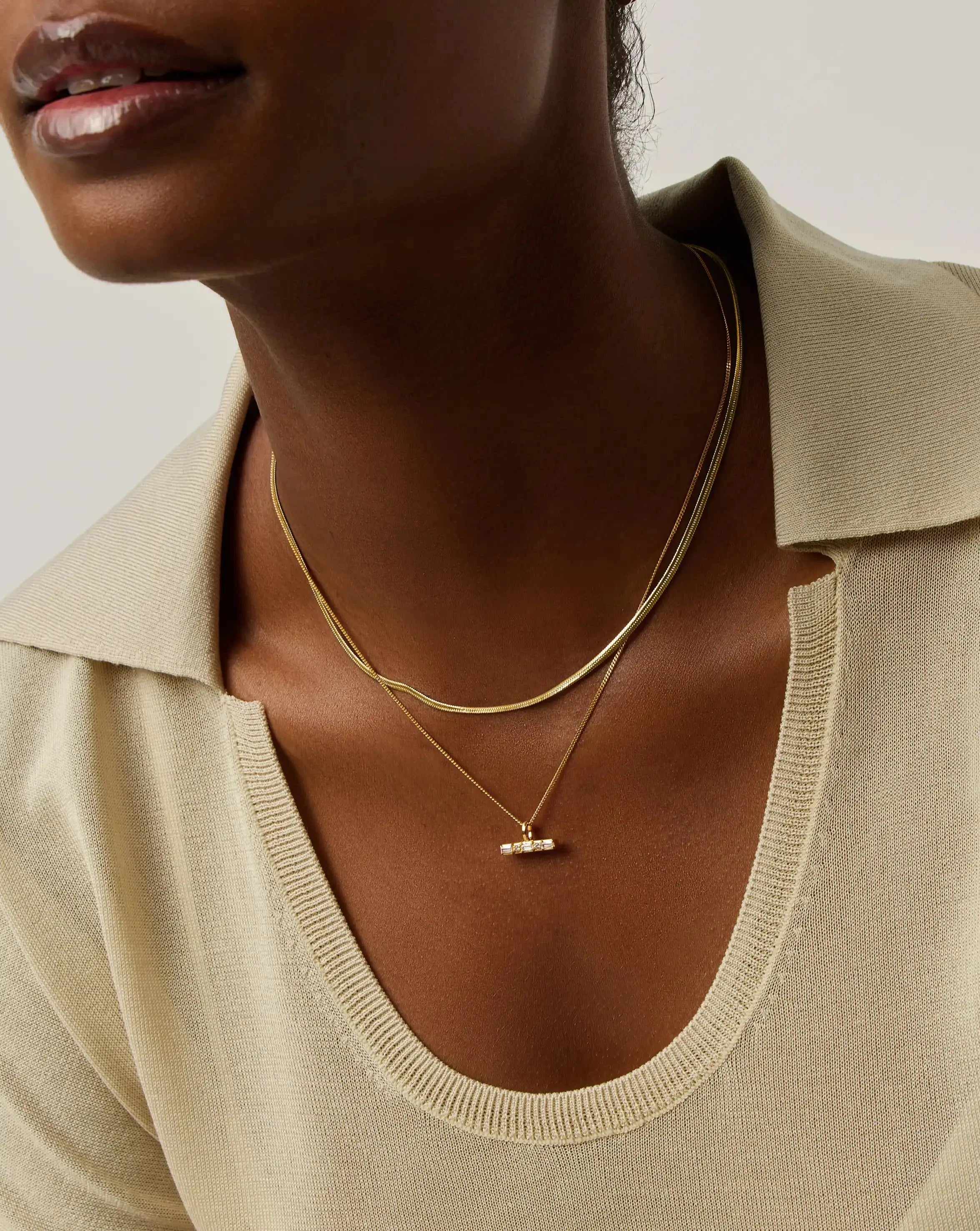 Lucy Williams T-Bar & Thin Snake Chain Necklace Set | 18ct Gold Vermeil/18ct Gold Plated Necklaces Missoma 