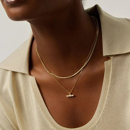 Lucy Williams T-Bar & Thin Snake Chain Necklace Set | 18ct Gold Vermeil/18ct Gold Plated Necklaces Missoma 