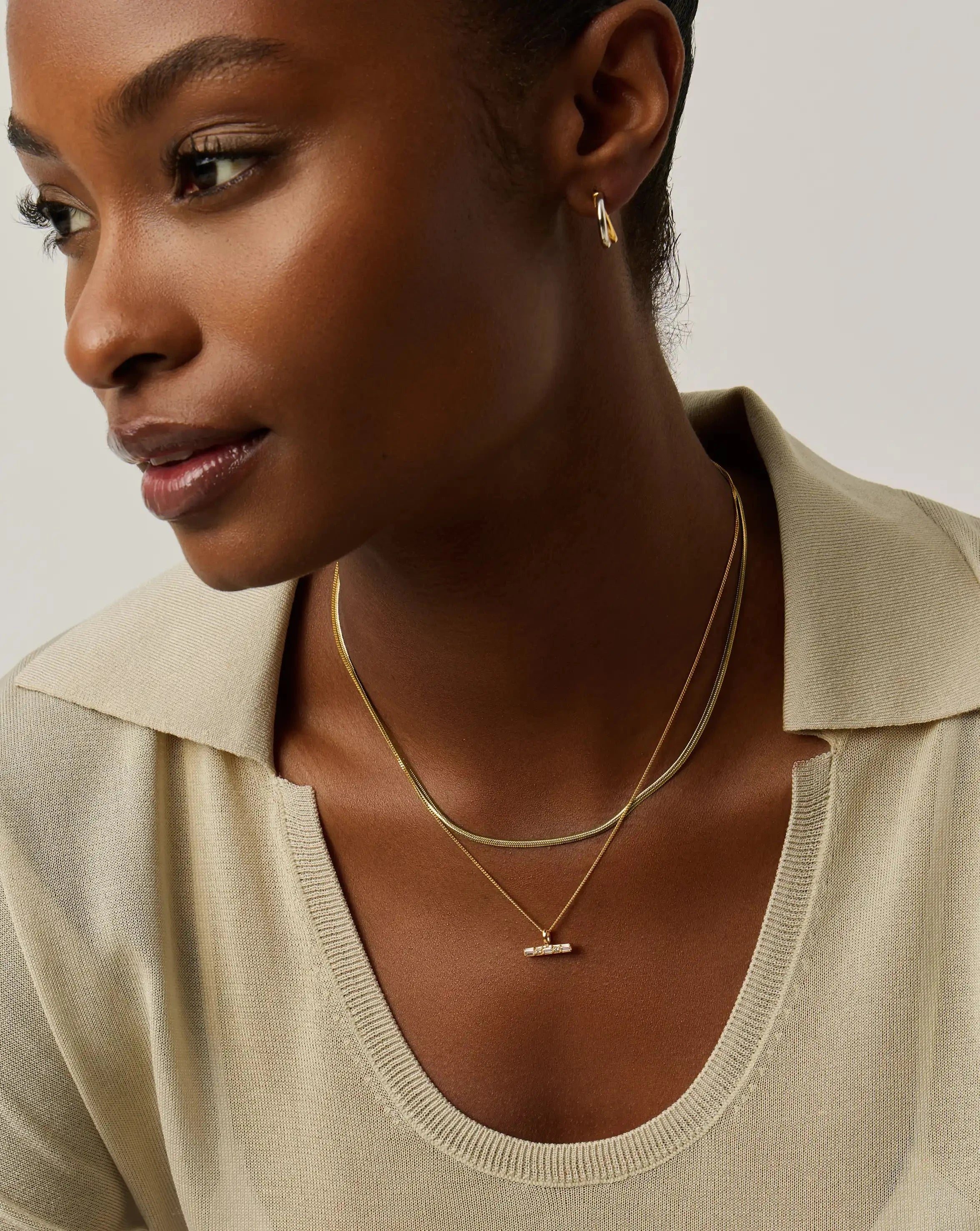 Lucy Williams T-Bar & Thin Snake Chain Necklace Set | 18ct Gold Vermeil/18ct Gold Plated Necklaces Missoma 