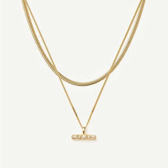 Lucy Williams T-Bar & Thin Snake Chain Necklace Set | 18ct Gold Vermeil/18ct Gold Plated Necklaces Missoma 