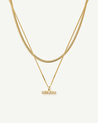 Lucy Williams T-Bar & Thin Snake Chain Necklace Set | 18ct Gold Vermeil/18ct Gold Plated Necklaces Missoma 