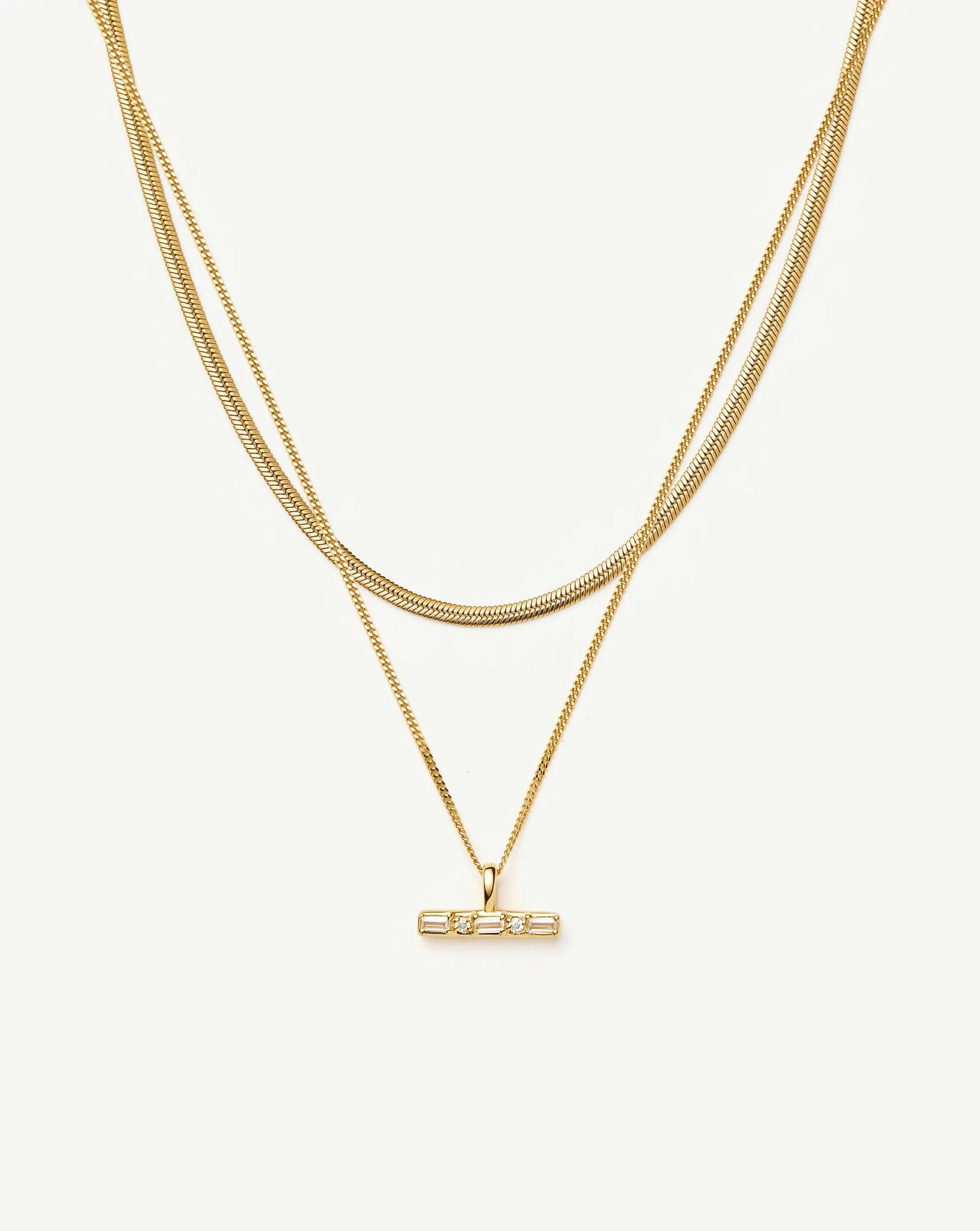 Lucy Williams T-Bar & Thin Snake Chain Necklace Set | 18ct Gold Vermeil/18ct Gold Plated Necklaces Missoma 