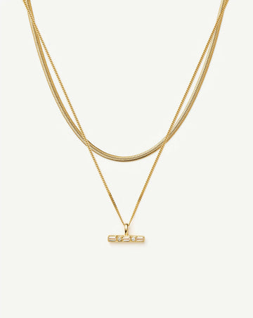 Lucy Williams T-Bar & Thin Snake Chain Necklace Set | 18ct Gold Vermeil/18ct Gold Plated Necklaces Missoma 