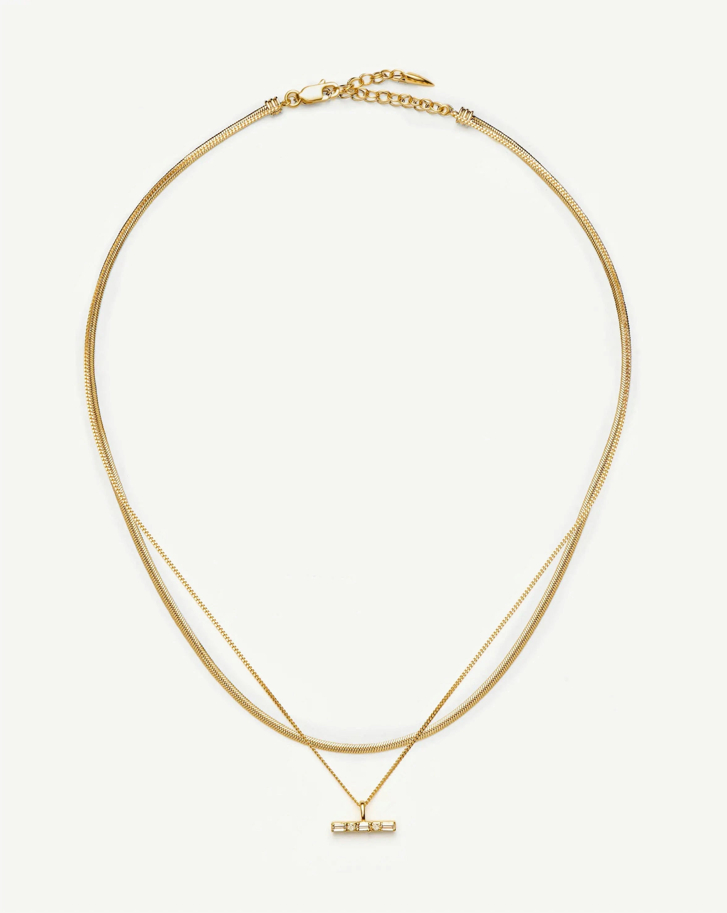 Lucy Williams T-Bar & Thin Snake Chain Necklace Set | 18ct Gold Vermeil/18ct Gold Plated Necklaces Missoma 