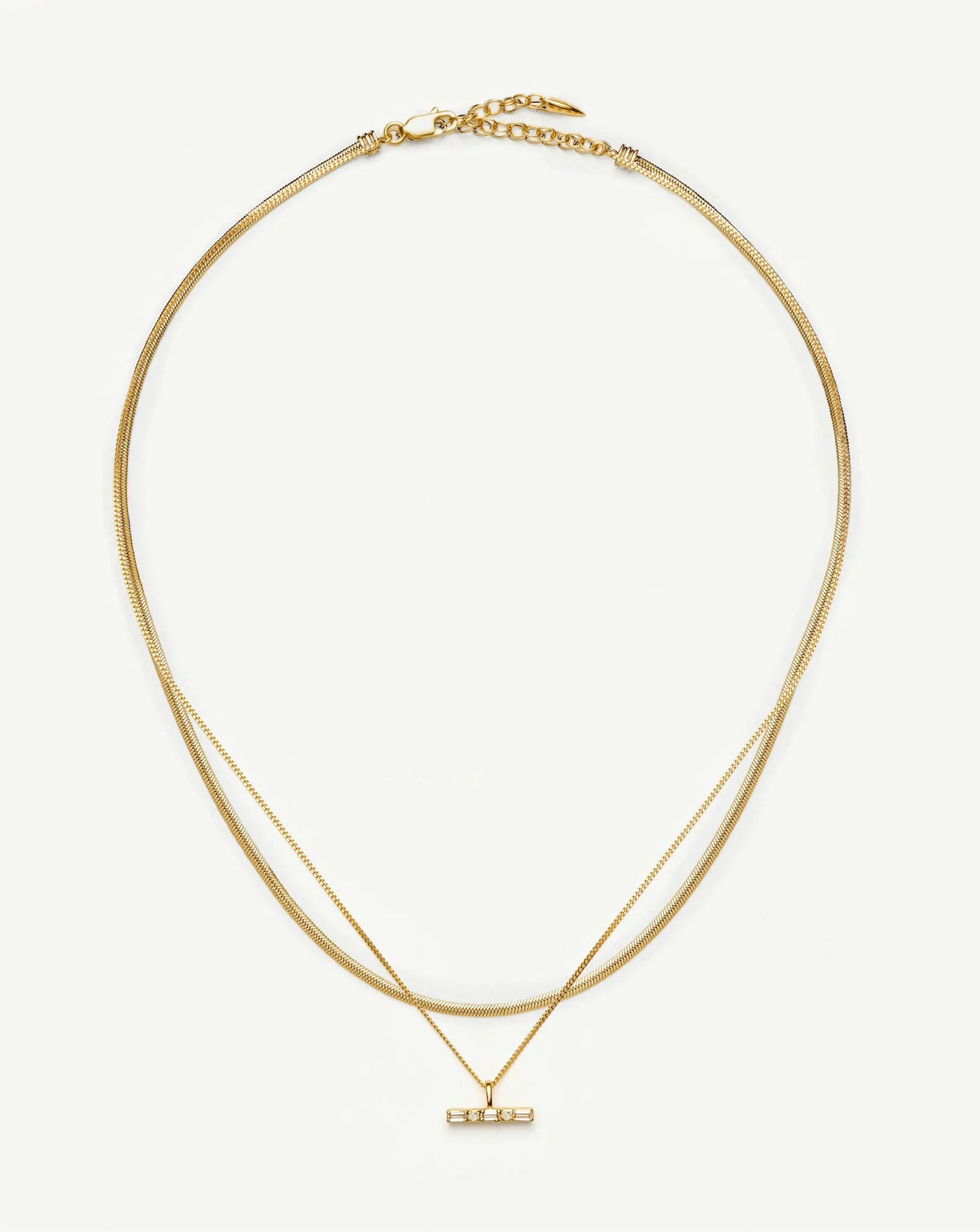Lucy Williams T-Bar & Thin Snake Chain Necklace Set | 18ct Gold Vermeil/18ct Gold Plated Necklaces Missoma 
