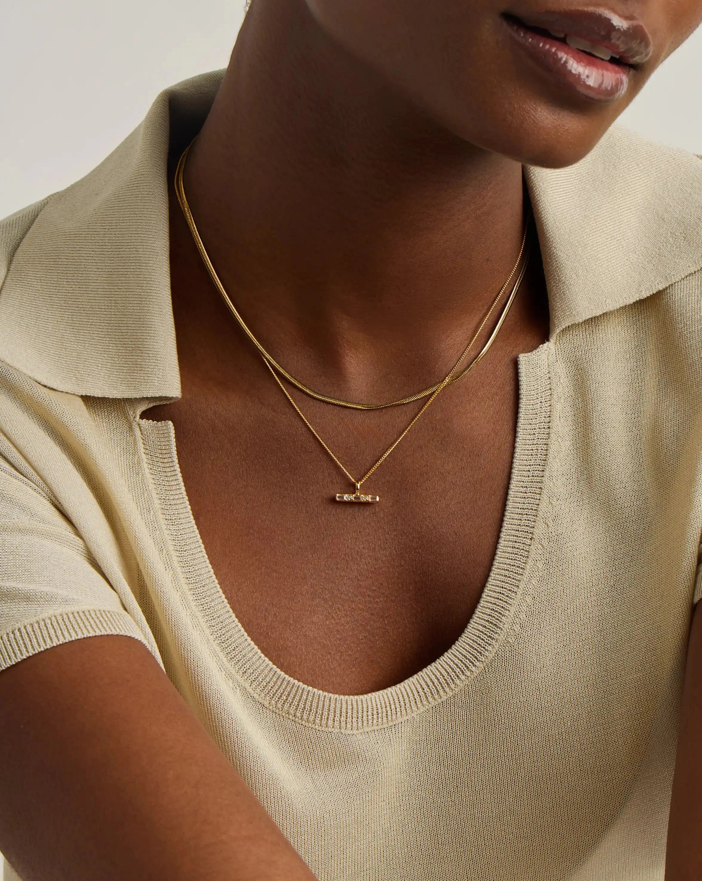 Lucy Williams T-Bar & Thin Snake Chain Necklace Set | 18ct Gold Vermeil/18ct Gold Plated Necklaces Missoma 