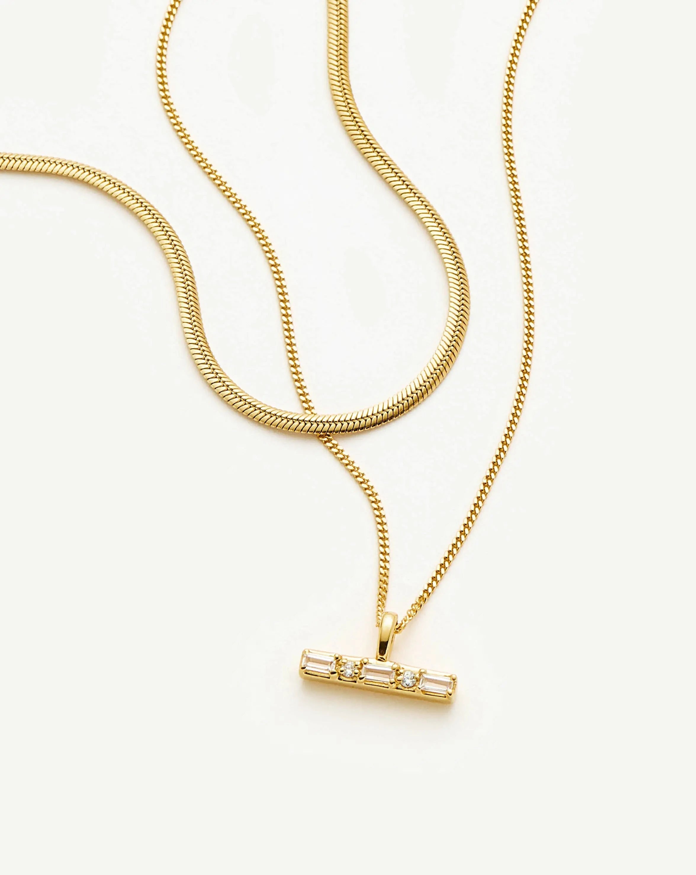 Lucy Williams T-Bar & Thin Snake Chain Necklace Set | 18ct Gold Vermeil/18ct Gold Plated Necklaces Missoma 