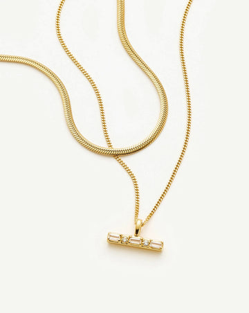 Lucy Williams T-Bar & Thin Snake Chain Necklace Set | 18ct Gold Vermeil/18ct Gold Plated Necklaces Missoma 