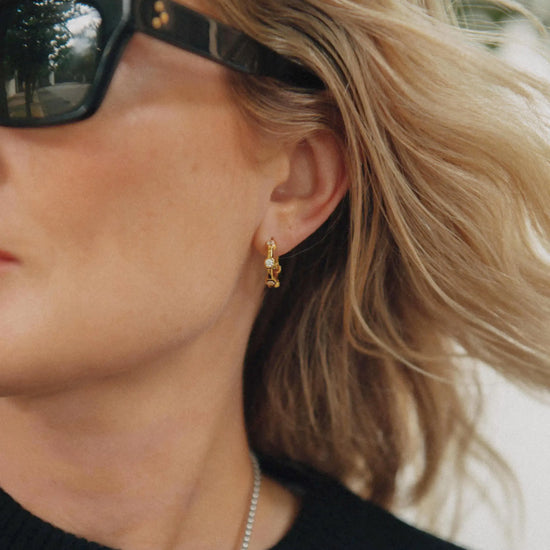Lucy Williams Tennis Small Hoop Earrings | 18ct Gold Plated Earrings Missoma 