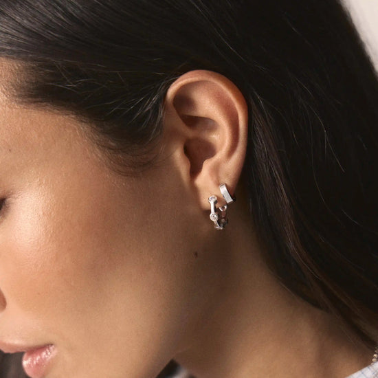 Lucy Williams Tennis Small Hoop Earrings | Silver Plated Earrings Missoma 