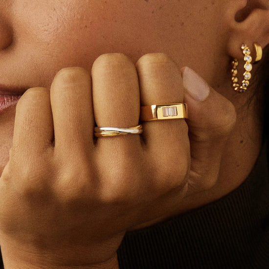 Lucy Williams Triple Stone Chunky Ring | 18ct Gold Plated Rings Missoma 