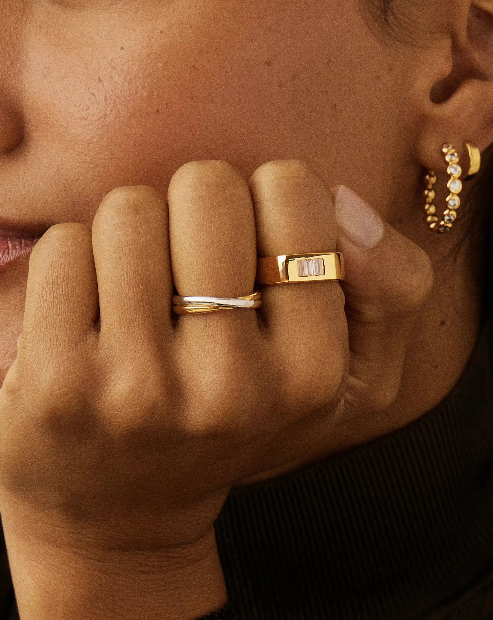 Lucy Williams Triple Stone Chunky Ring | 18ct Gold Plated Rings Missoma 