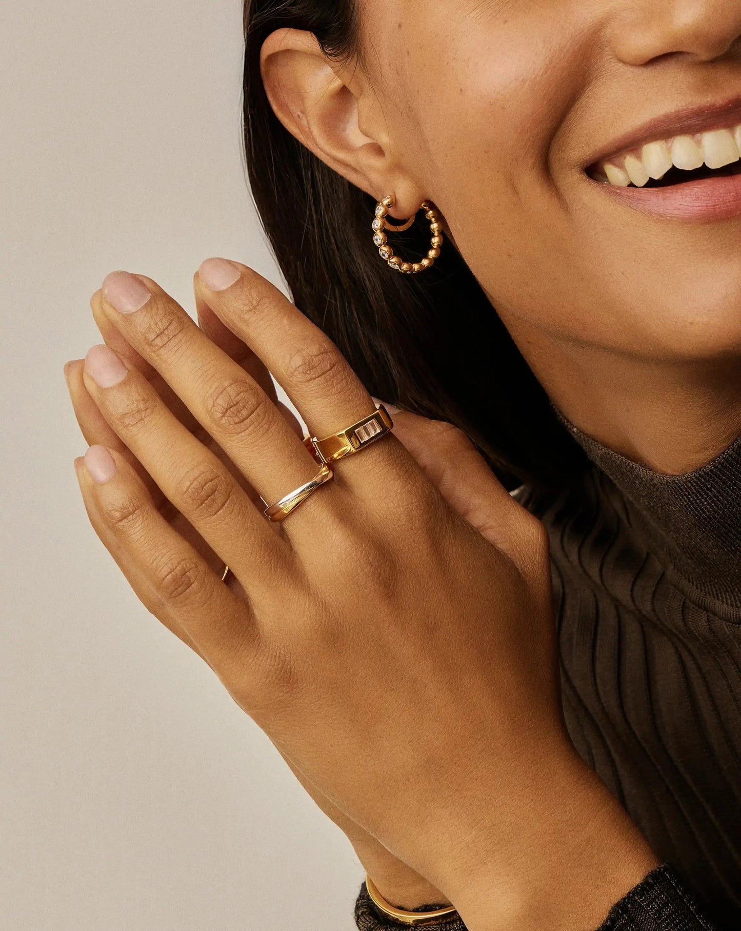 Lucy Williams Triple Stone Chunky Ring | 18ct Gold Plated Rings Missoma 