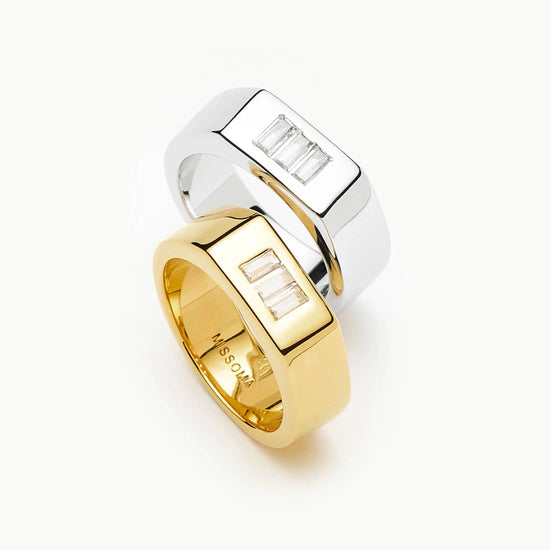 Lucy Williams Triple Stone Chunky Ring | 18ct Gold Plated Rings Missoma 