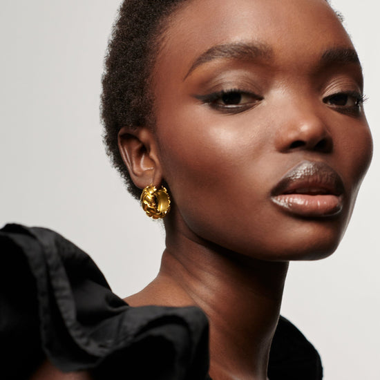 Lucy Williams Waffle Mini Hoop Earrings | 18ct Gold Plated Vermeil Earrings Missoma 