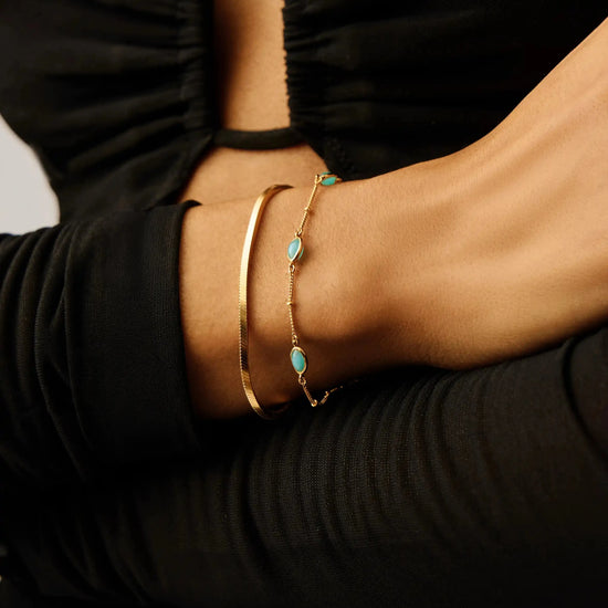 Magma Gemstone Charm Bracelet | 18ct Gold Vermeil/Amazonite Bracelets Missoma 