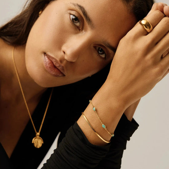 Magma Gemstone Charm Bracelet | 18ct Gold Vermeil/Amazonite Bracelets Missoma 