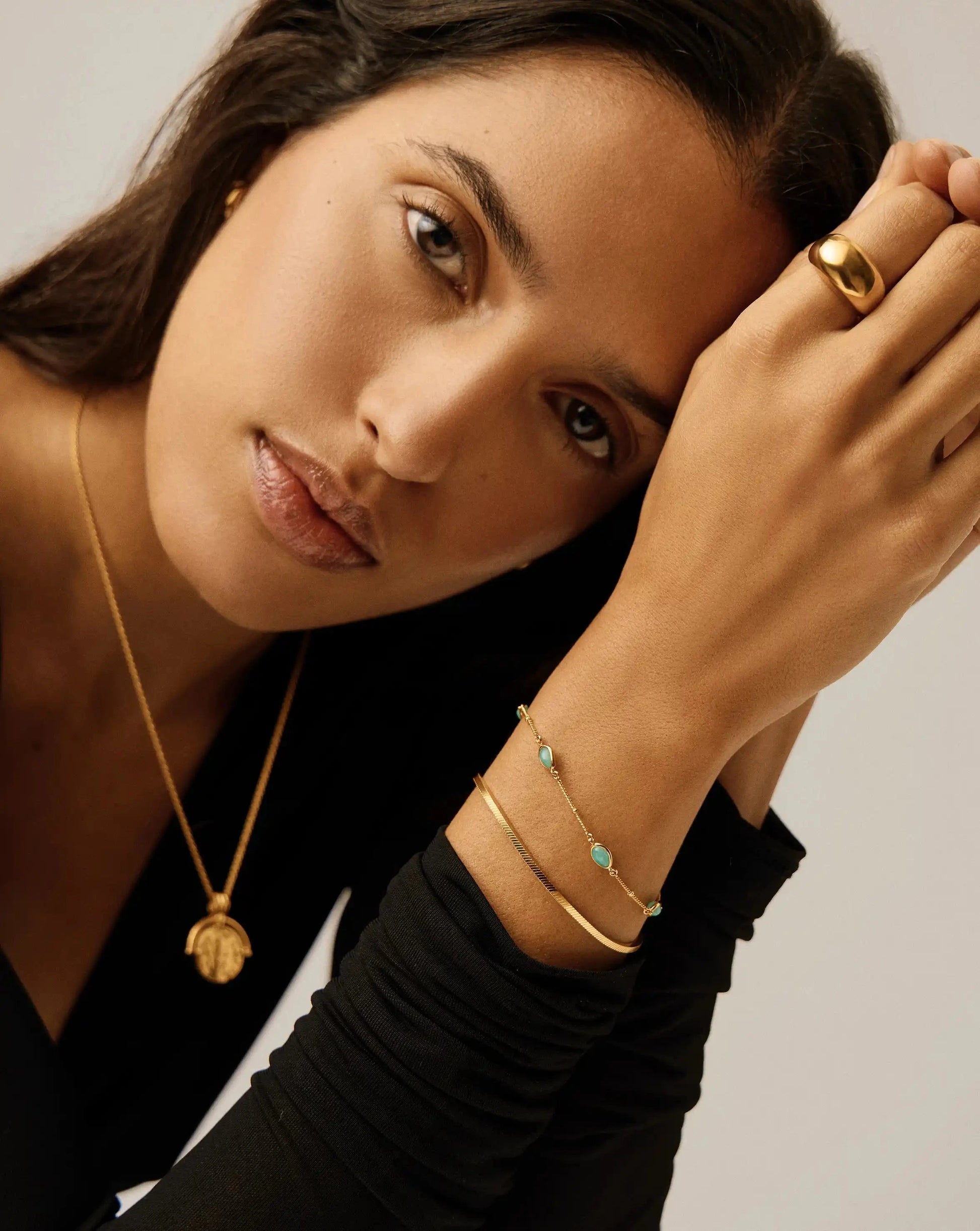 Magma Gemstone Charm Bracelet | 18ct Gold Vermeil/Amazonite Bracelets Missoma 