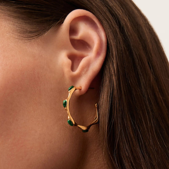 Magma Gemstone Medium Hoop Earrings | 18ct Recycled Gold Plated on Brass Earrings Missoma 