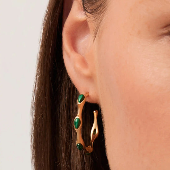 Magma Gemstone Medium Hoop Earrings | 18ct Recycled Gold Plated on Brass Earrings Missoma 