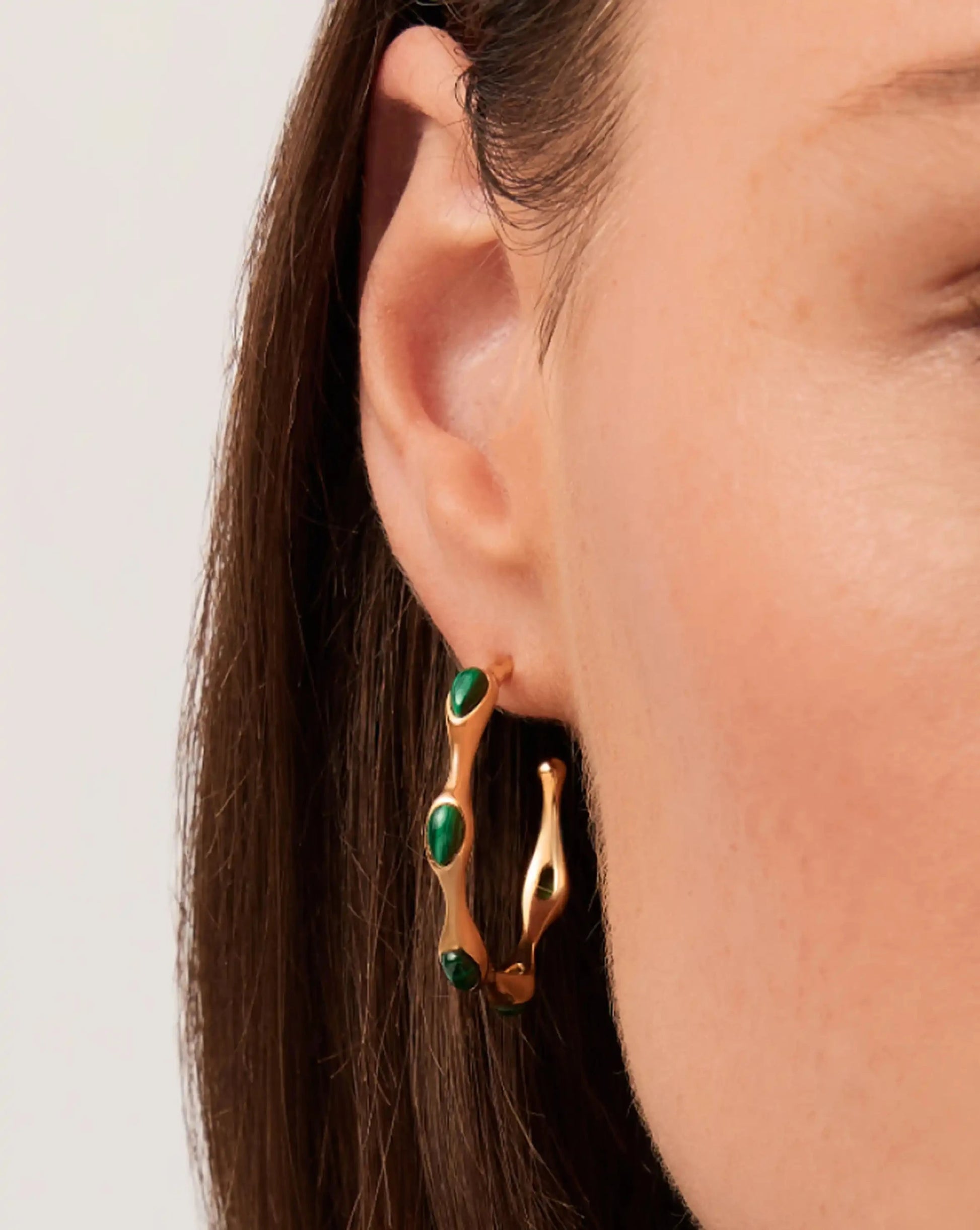 Magma Gemstone Medium Hoop Earrings | 18ct Recycled Gold Plated on Brass Earrings Missoma 