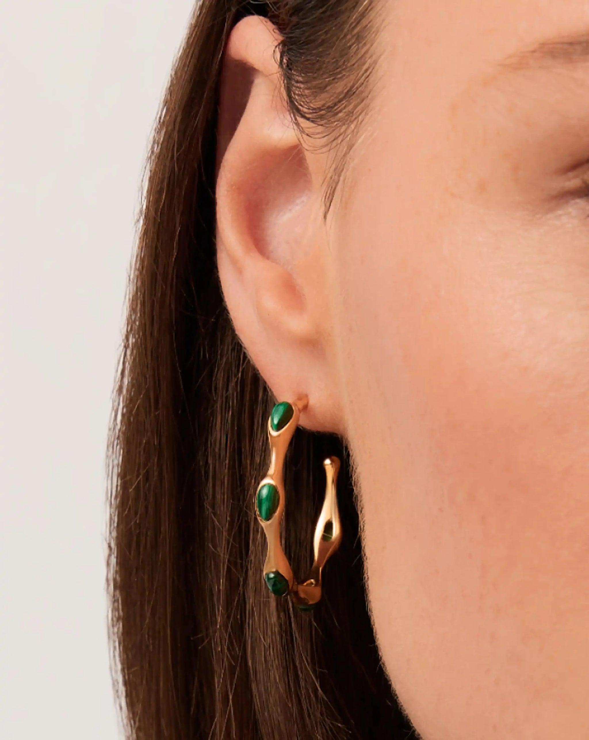 Magma Gemstone Medium Hoop Earrings | 18ct Recycled Gold Plated on Brass Earrings Missoma 