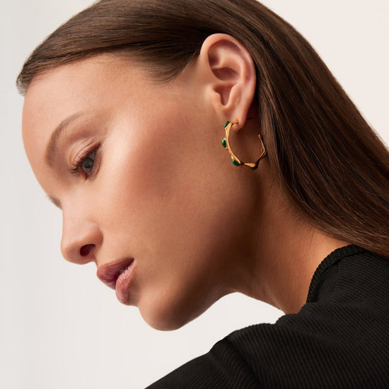 Magma Gemstone Medium Hoop Earrings | 18ct Recycled Gold Plated on Brass Earrings Missoma 