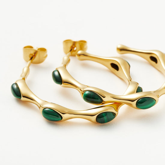 Magma Gemstone Medium Hoop Earrings | 18ct Recycled Gold Plated on Brass Earrings Missoma 