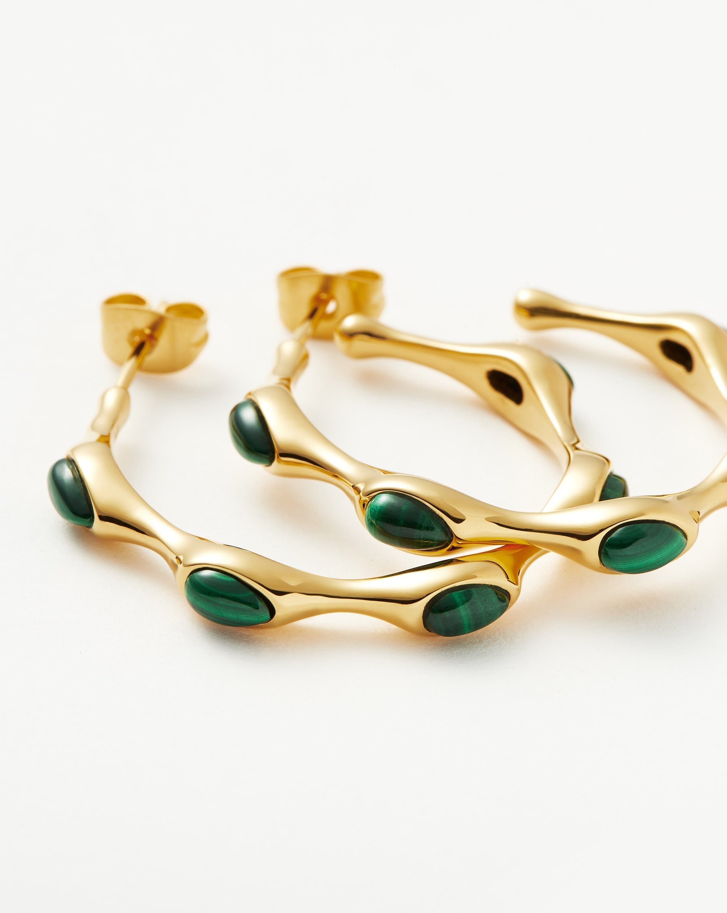 Magma Gemstone Medium Hoop Earrings | 18ct Recycled Gold Plated on Brass Earrings Missoma 
