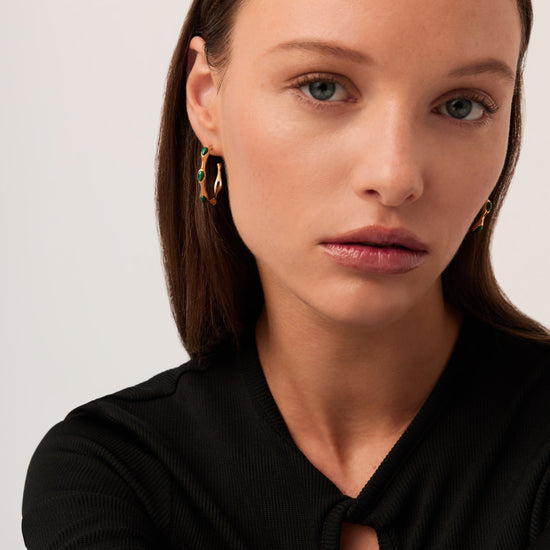 Magma Gemstone Medium Hoop Earrings | 18ct Recycled Gold Plated on Brass Earrings Missoma 