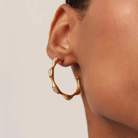 Magma Gemstone Medium Hoop Earrings | 18ct Recycled Gold Plated on Recycled Sterling Silver Earrings Missoma 