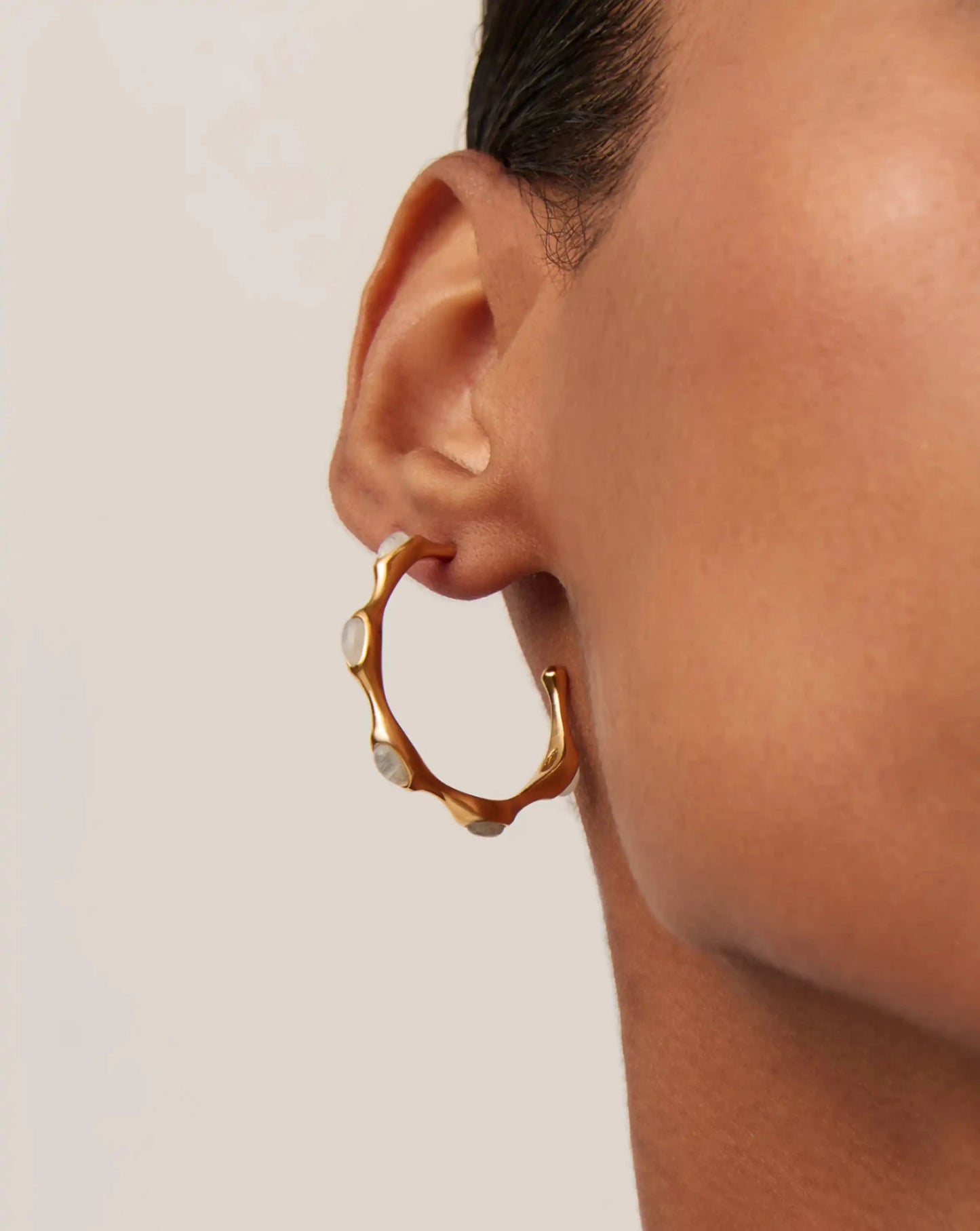 Magma Gemstone Medium Hoop Earrings | 18ct Recycled Gold Plated on Recycled Sterling Silver Earrings Missoma 