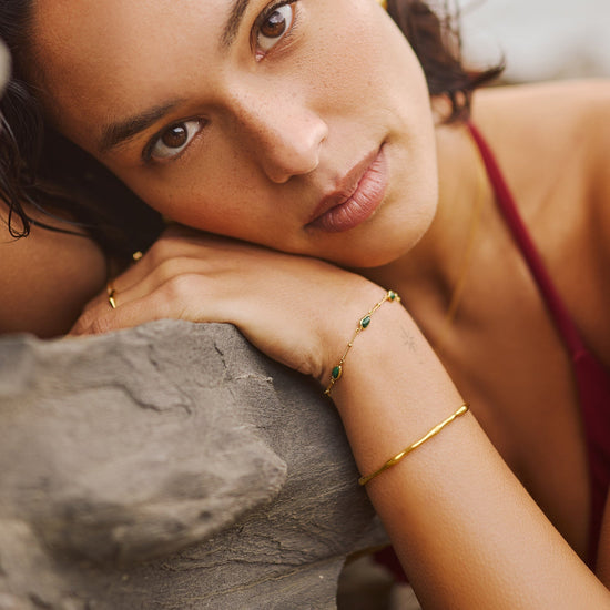 Magma Gemstone & Molten Cuff Bracelet Set | 18ct Gold Vermeil / 18ct Gold Plated Bracelets Missoma 