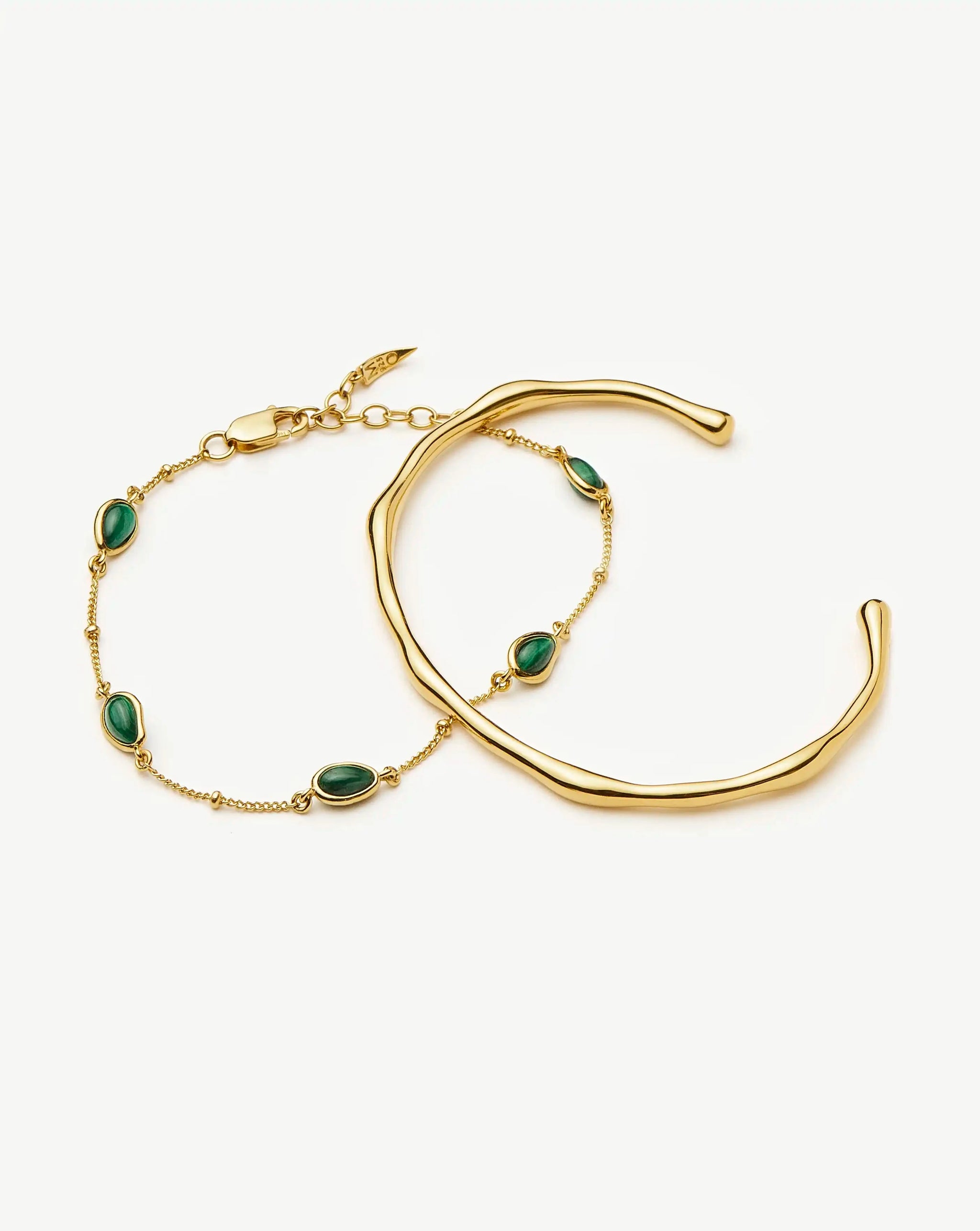 Magma Gemstone & Molten Cuff Bracelet Set | 18ct Gold Vermeil / 18ct Gold Plated Bracelets Missoma 