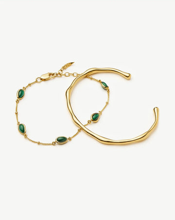 Magma Gemstone & Molten Cuff Bracelet Set | 18ct Gold Vermeil / 18ct Gold Plated Bracelets Missoma 
