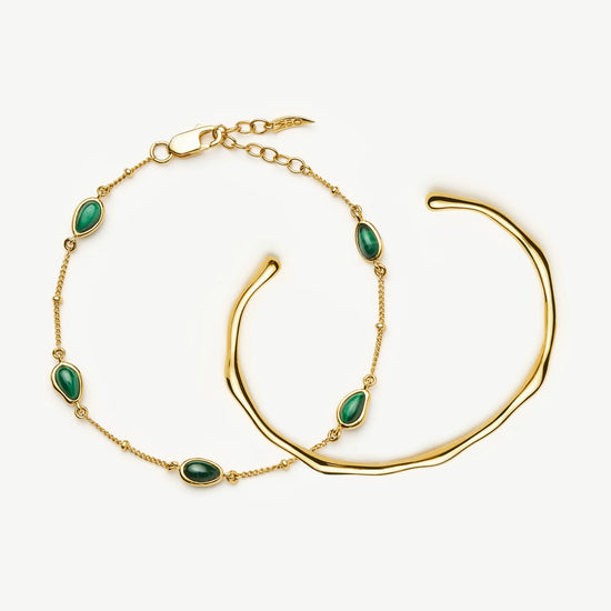 Magma Gemstone & Molten Cuff Bracelet Set | 18ct Gold Vermeil / 18ct Gold Plated Bracelets Missoma 