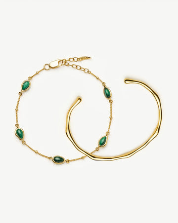 Magma Gemstone & Molten Cuff Bracelet Set | 18ct Gold Vermeil / 18ct Gold Plated Bracelets Missoma 