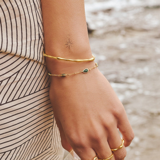 Magma Gemstone & Molten Cuff Bracelet Set | 18ct Gold Vermeil / 18ct Gold Plated Bracelets Missoma 